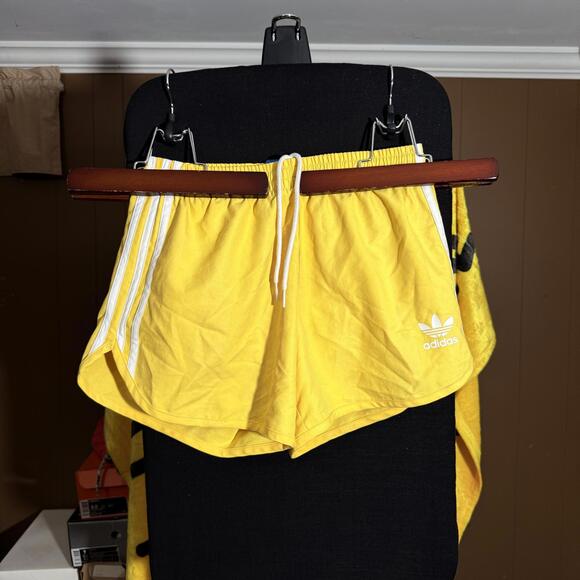 adidas Other - Adidas Yellow Vintage Athletic Swim Shorts with Stripes